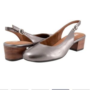NEW Softwalk Largo pewter slingback pumps size 10 Stylish Metallic Heels